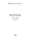 Matisse; l'œuvre gravé.