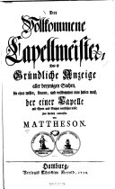 Der vollkommene Capellmeister, 1739