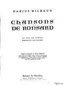 Chansons de Ronsard, for voice and orchestra.