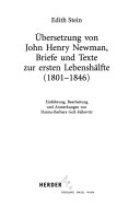 Übersetzung von John Henry Newman, Briefe und Texte zur ersten Lebenshälfte (1801-1846)