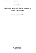 Die ältesten deutschen Übersetzungen von Petrarcas 'Glücksbuch' : Texte und Untersuchungen