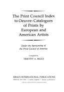 The Print Council index to oeuvre-catalogues of prints by European and American artists