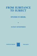 From substance to subject : studies in Hegel