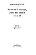 Essays on language, mind, and matter, 1919-26