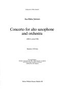 Concerto for alto saxophone and orchestra : (1980-81 ; revised 1983)