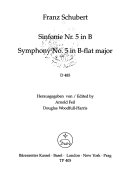 Sinfonie Nr. 5 in B = Symphony no. 5 in B-flat major : D 485