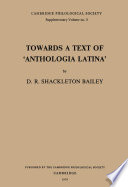 Towards a text of "Anthologia Latina"